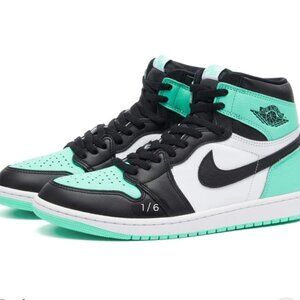 Men's Air Jordan 1 Retro Hi OG Green Glow Sneakers Mint Green Black White Size 8